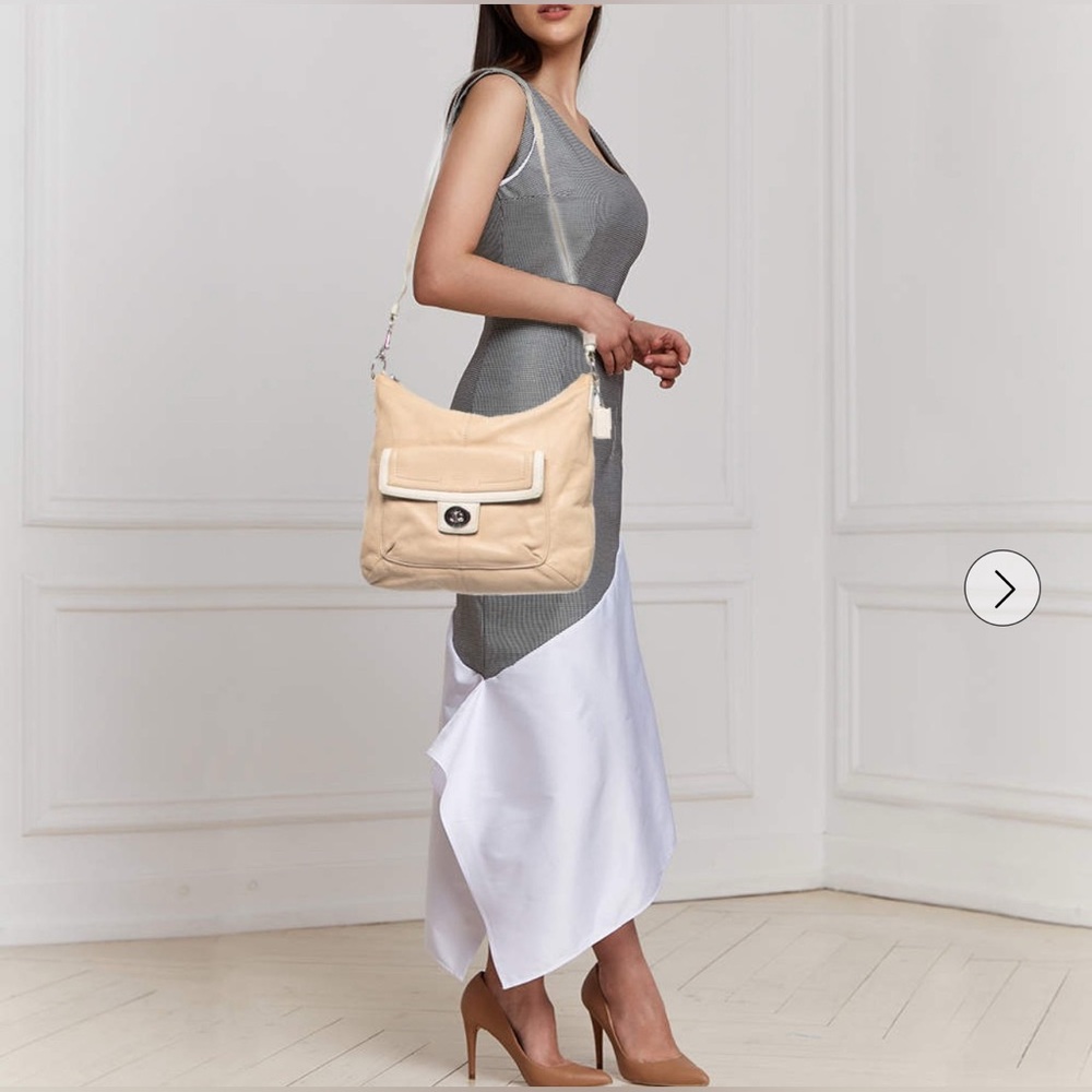 Coach Penelope Pebbled Leather Hobo Bag with Turnlock Front Pocket